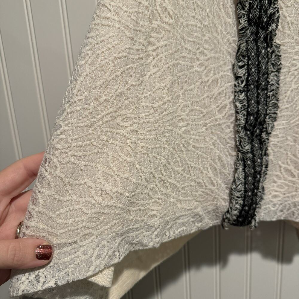 Anthropologie Akemi Kin Fringed Lace Tank Cream Black Size Small - Picture 3 of 7